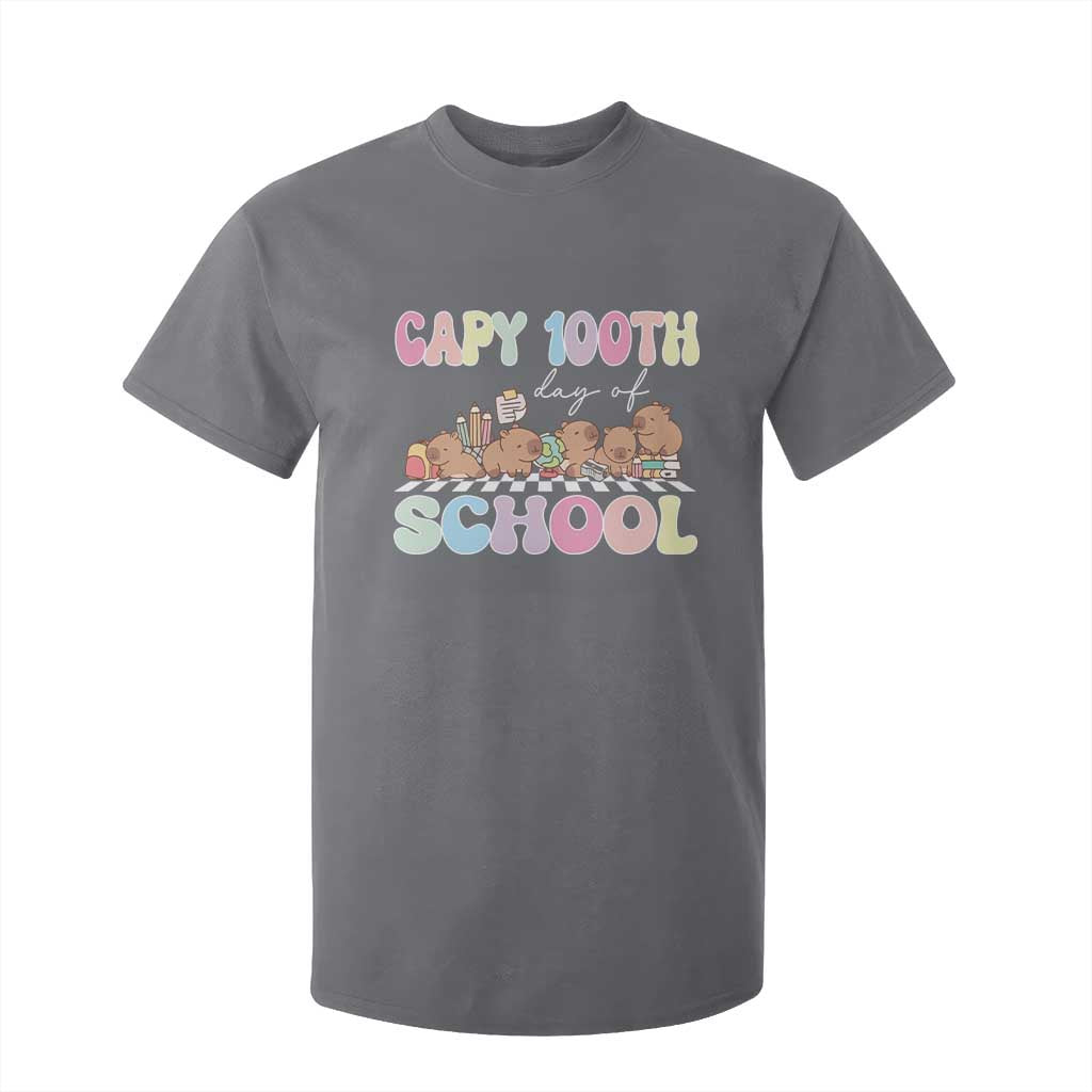 Capy 100 Days Of School Cute Capybara T Shirt For Kid TS09 Charcoal Print Your Wear