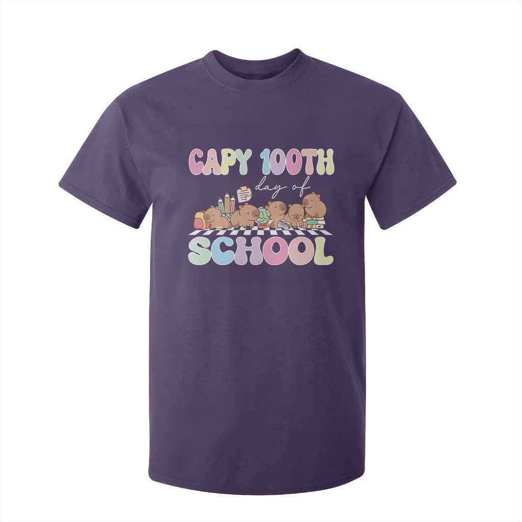 Capy 100 Days Of School Cute Capybara T Shirt For Kid TS09 Purple Print Your Wear