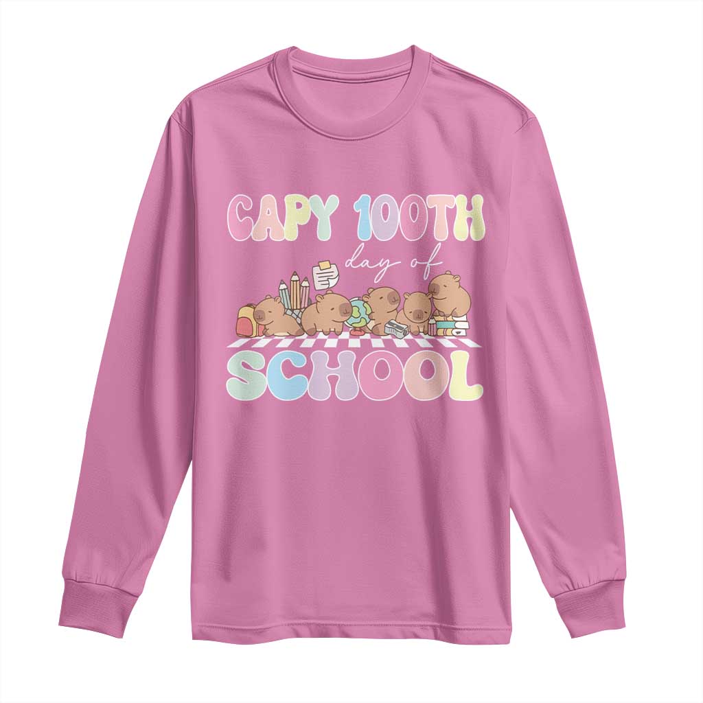 Capy 100 Days Of School Cute Capybara Long Sleeve Shirt TS09 Azalea Print Your Wear