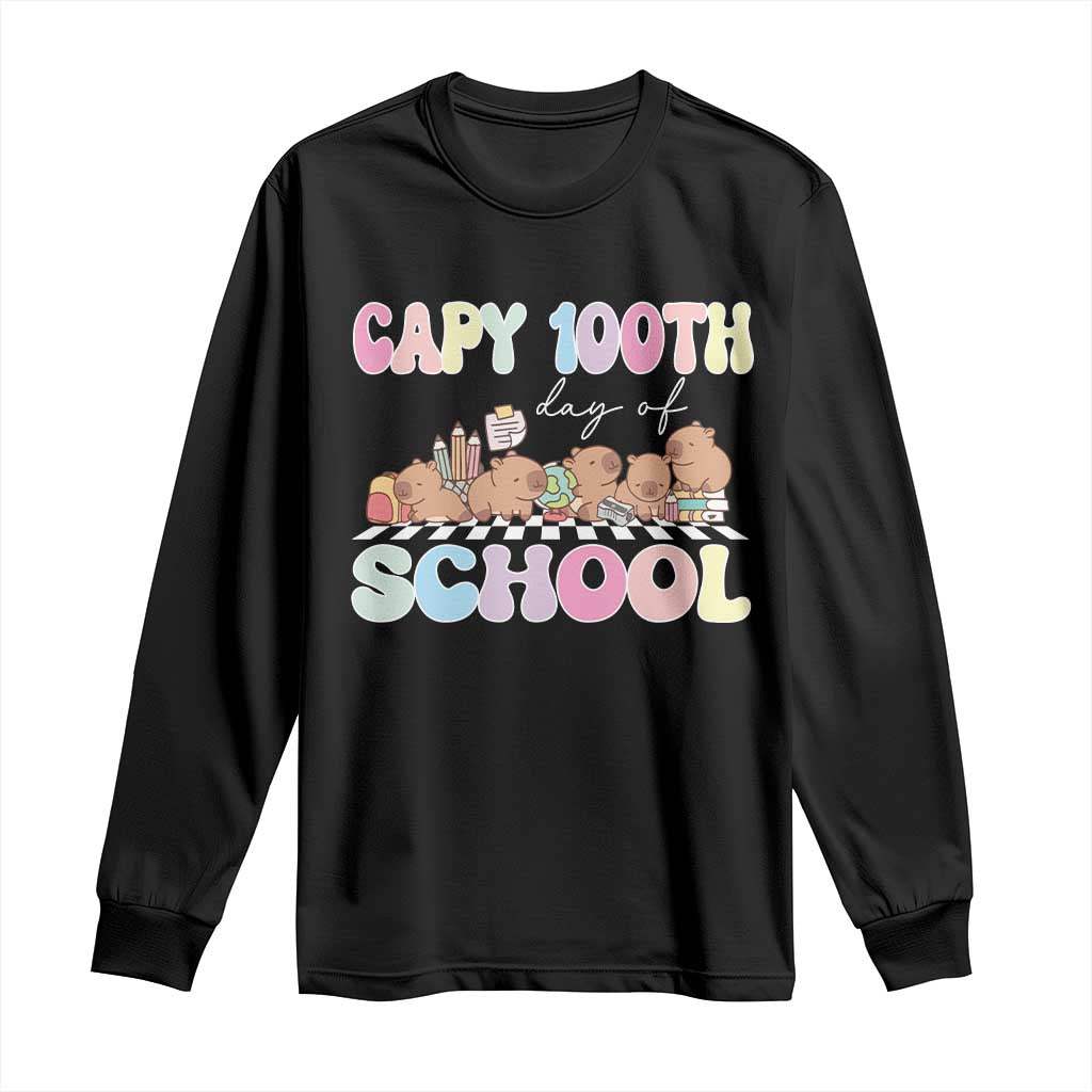 Capy 100 Days Of School Cute Capybara Long Sleeve Shirt TS09 Black Print Your Wear