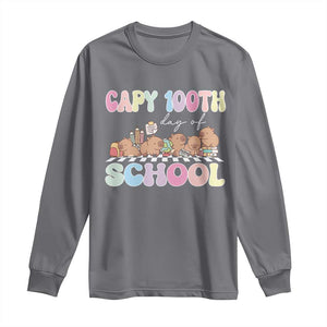 Capy 100 Days Of School Cute Capybara Long Sleeve Shirt TS09 Charcoal Print Your Wear