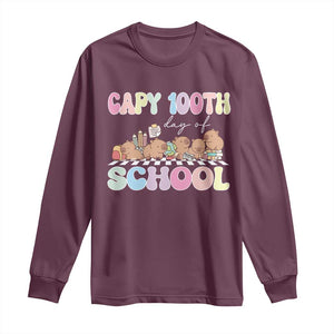 Capy 100 Days Of School Cute Capybara Long Sleeve Shirt TS09 Maroon Print Your Wear