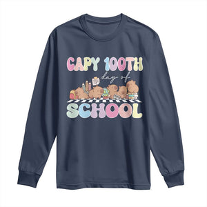 Capy 100 Days Of School Cute Capybara Long Sleeve Shirt TS09 Navy Print Your Wear