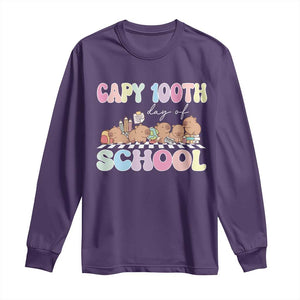 Capy 100 Days Of School Cute Capybara Long Sleeve Shirt TS09 Purple Print Your Wear