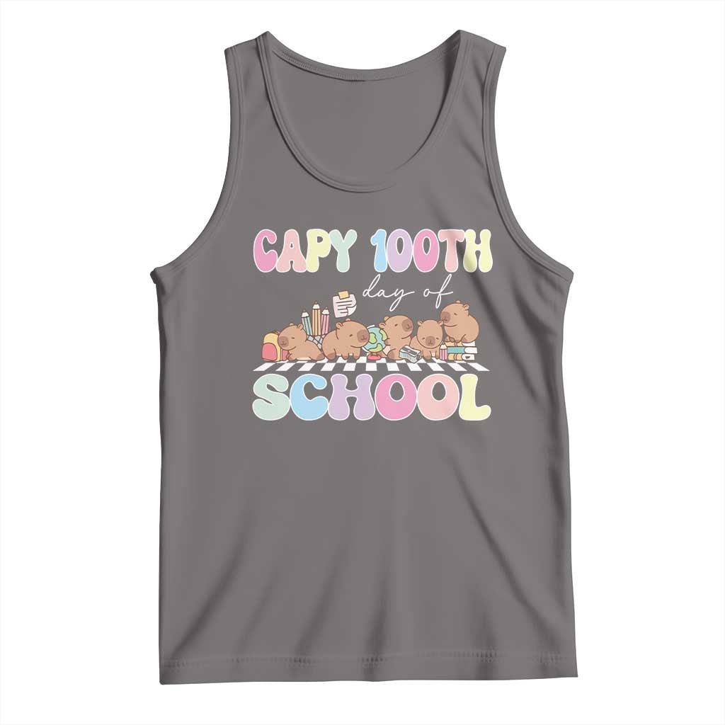 Capy 100 Days Of School Cute Capybara Tank Top TS09 Deep Heather Print Your Wear