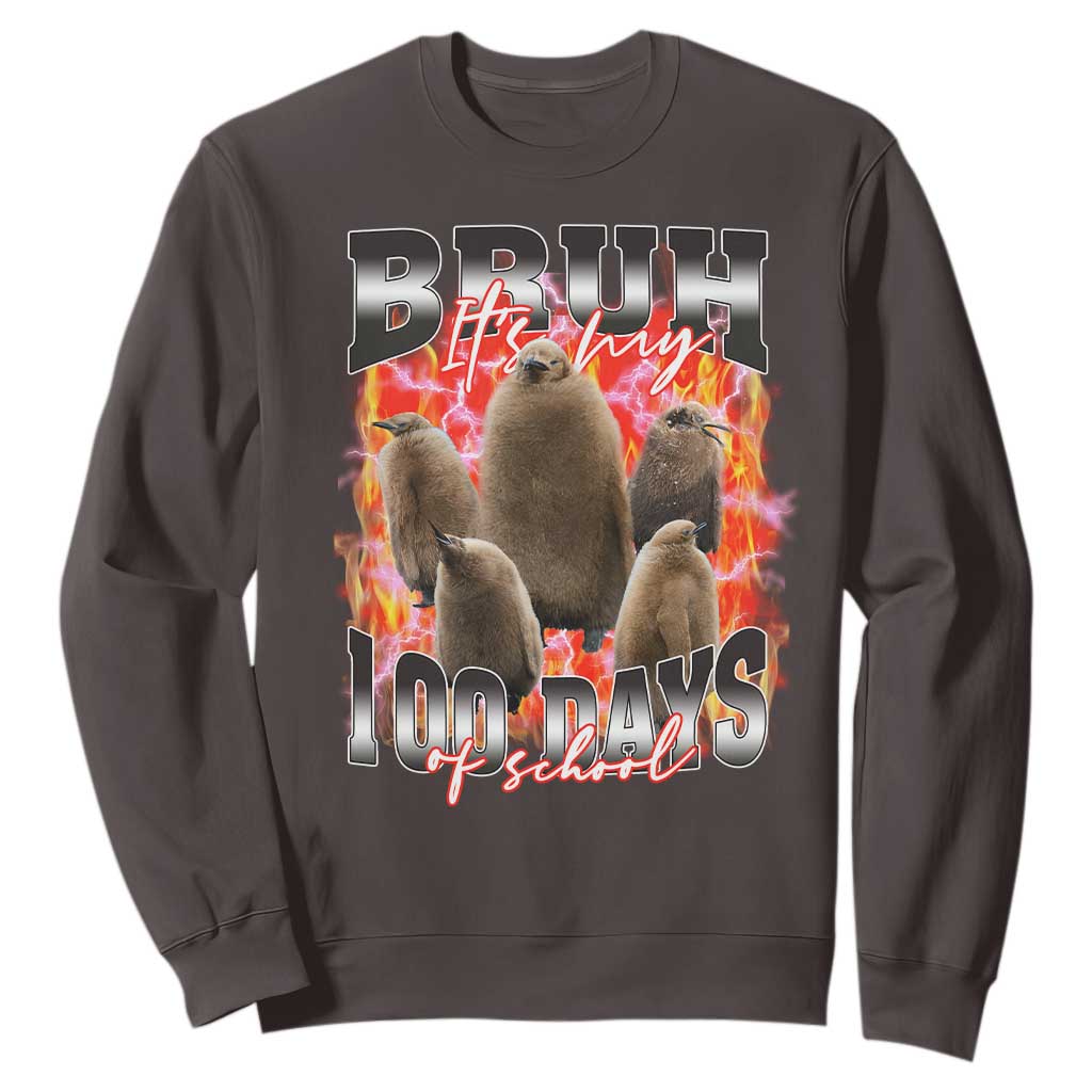 Funny Pesto Bruh It's My 100 Days Of School Sweatshirt TS09 Dark Chocolate Print Your Wear