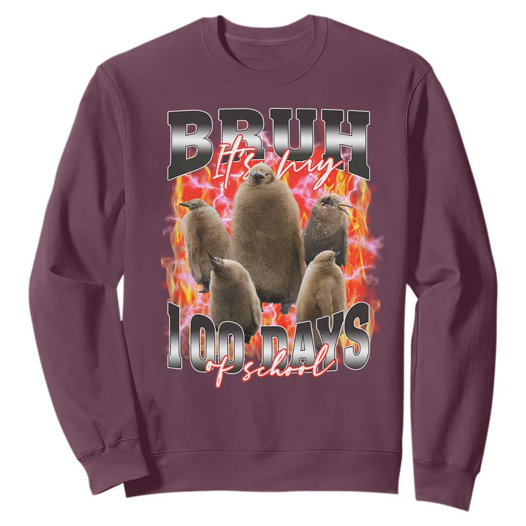 Funny Pesto Bruh It's My 100 Days Of School Sweatshirt TS09 Maroon Print Your Wear