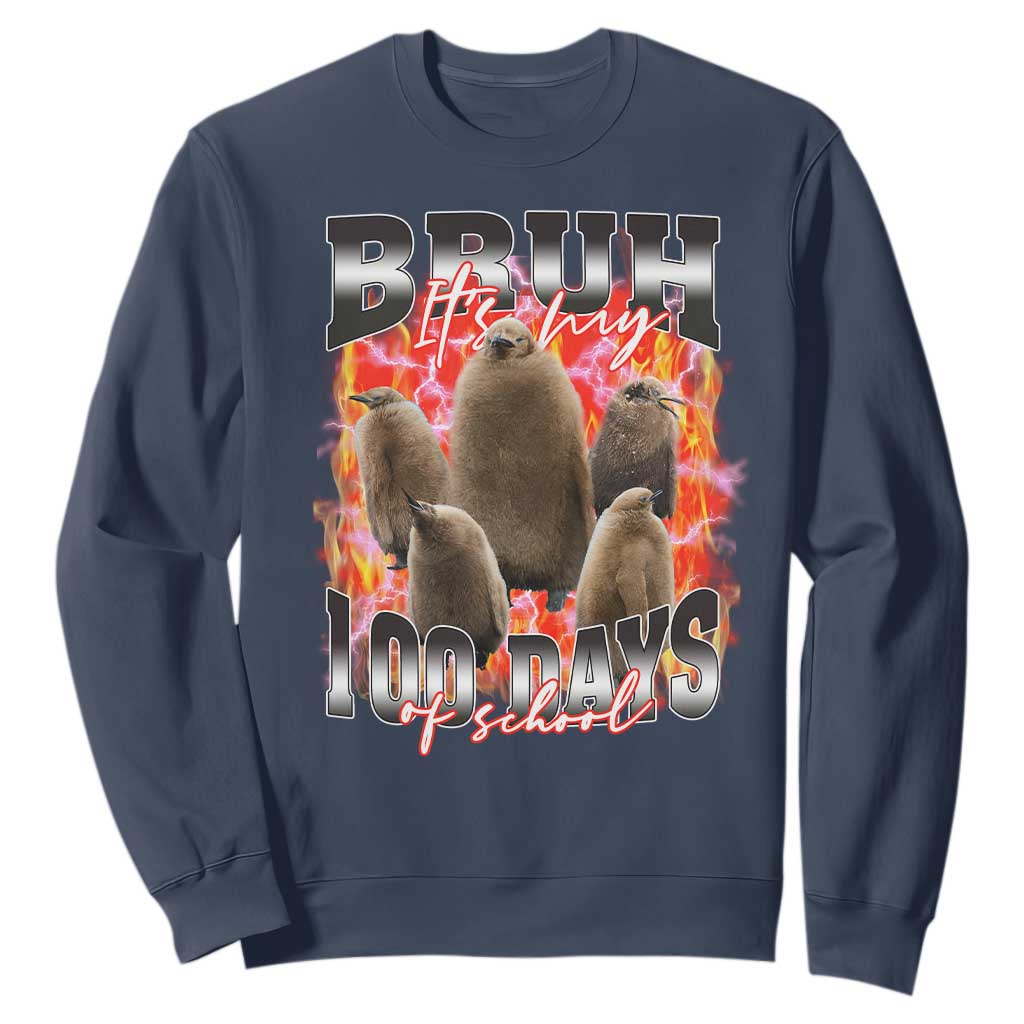 Funny Pesto Bruh It's My 100 Days Of School Sweatshirt TS09 Navy Print Your Wear