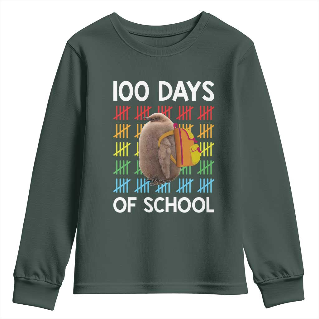 Funny Pesto 100 Days Of School Youth Sweatshirt TS09 Dark Forest Green Print Your Wear