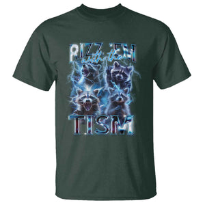 Autism Awareness T Shirt Rizz Em With The Tism Funny Meme Autistic Raccoon TS09 Dark Forest Green Printyourwear