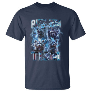 Autism Awareness T Shirt Rizz Em With The Tism Funny Meme Autistic Raccoon TS09 Navy Printyourwear