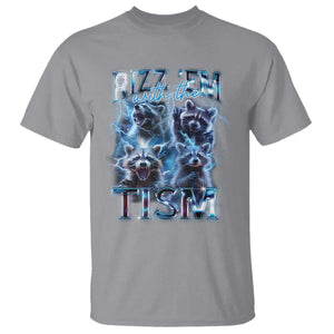 Autism Awareness T Shirt Rizz Em With The Tism Funny Meme Autistic Raccoon TS09 Sport Gray Printyourwear