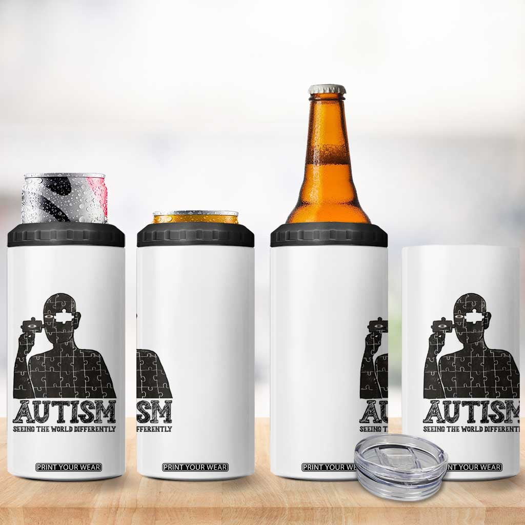 Autism Awareness 4 in 1 Can Cooler Tumbler Autistic Seeing The World From A Different Angle Aesthetic TS09 Print Your Wear