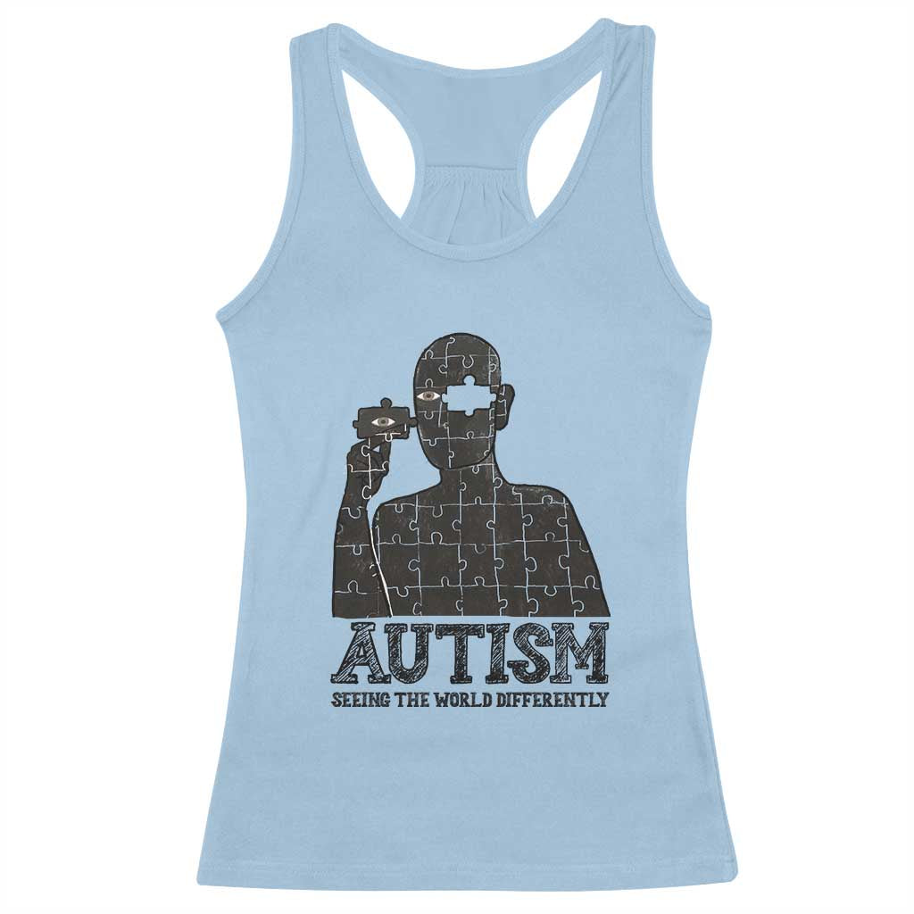 Autism Awareness Racerback Tank Top Autistic Seeing The World From A Different Angle Aesthetic TS09 Light Blue Print Your Wear