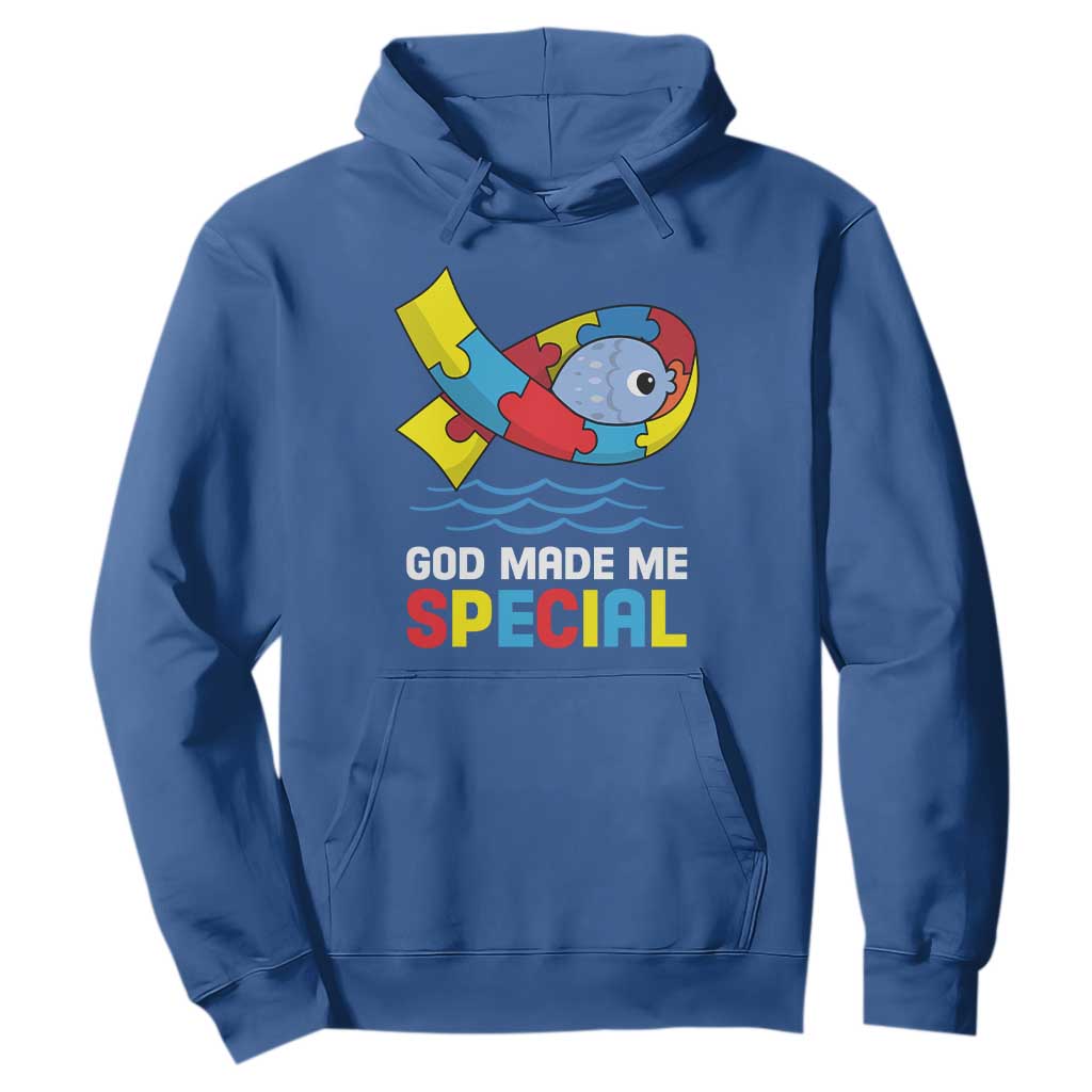 Autism Awareness Hoodie God Made Me Special Cute Fish Puzzle Ribbon TS09 Royal Blue Printyourwear