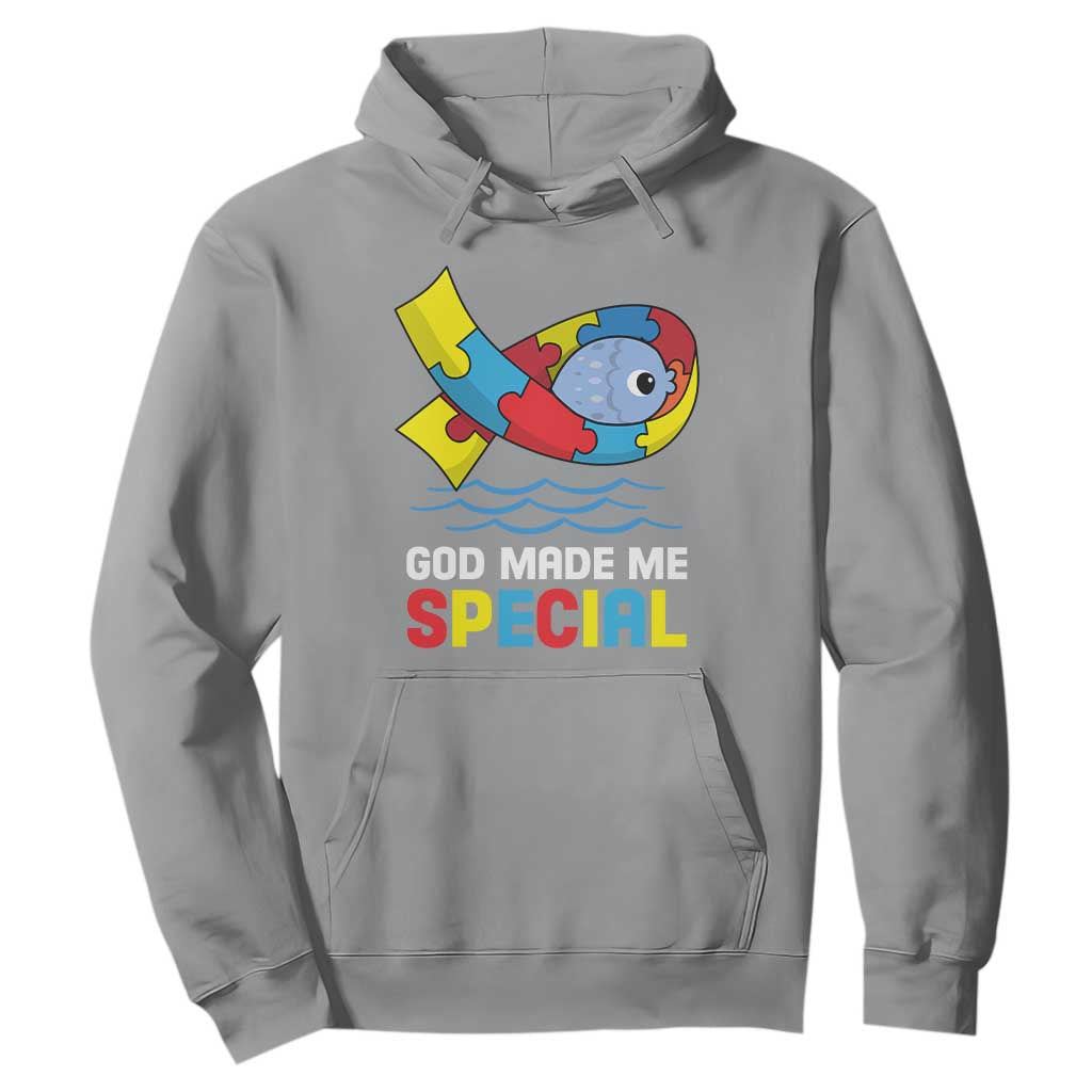 Autism Awareness Hoodie God Made Me Special Cute Fish Puzzle Ribbon TS09 Sport Gray Printyourwear