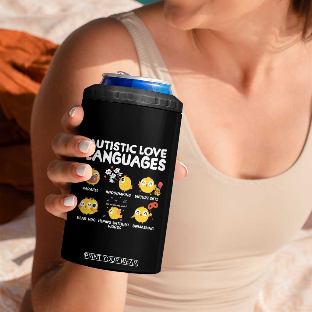Autism Awareness 4 in 1 Can Cooler Tumbler Autistic Love Languages Cute Chick TS09 Print Your Wear