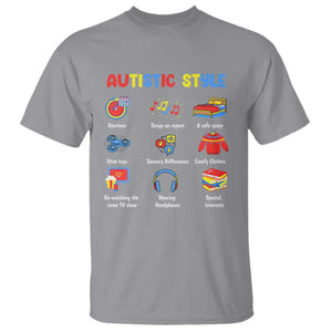 Autism Awareness T Shirt Autistic Style Routines Song On Repeat Stim Toys Sensory Differences TS09 Sport Gray Printyourwear