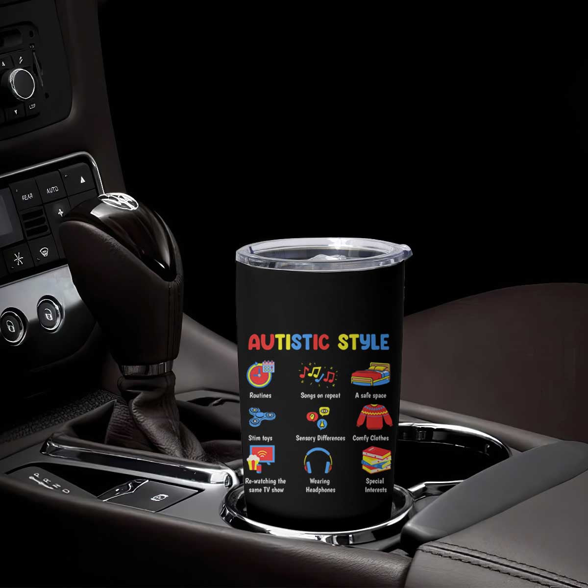 Autism Awareness Tumbler Cup Autistic Style Routines Song On Repeat Stim Toys Sensory Differences TS09 Print Your Wear