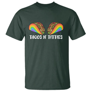 Taco Lover LGBT Pride T Shirt Tacos N' Titties Gay Rainbow Proud Gay TS09 Dark Forest Green Print Your Wear