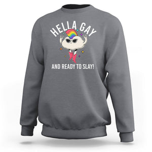 Funny LGBT Pride Sweatshirt Hella Gay And Ready To Slay Rainbow TS09 Charcoal Print Your Wear
