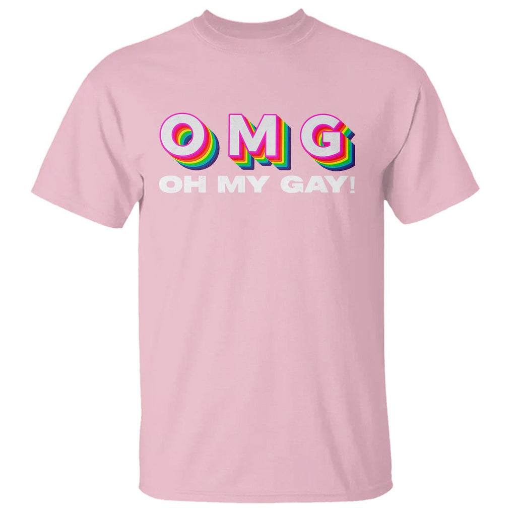 Funny LGBT Pride T Shirt OMG Oh My Gay TS09 Light Pink Print Your Wear