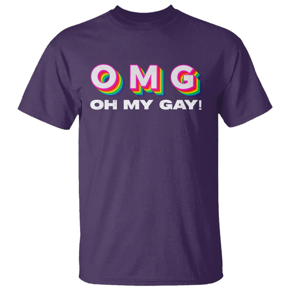 Funny LGBT Pride T Shirt OMG Oh My Gay TS09 Purple Print Your Wear