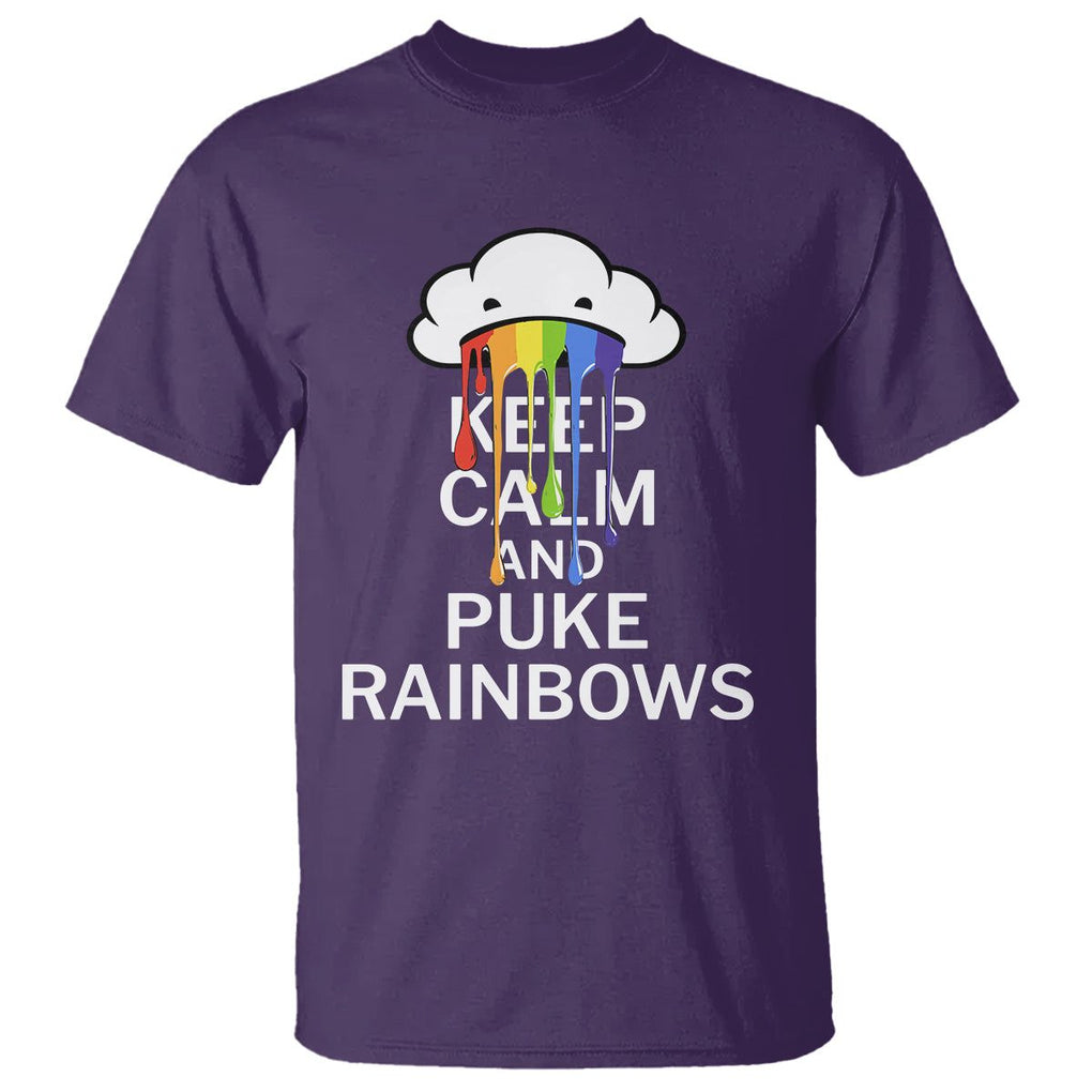 Funny LGBT Pride T Shirt Keep Calm And Puke Rainbow TS09 Purple Print Your Wear