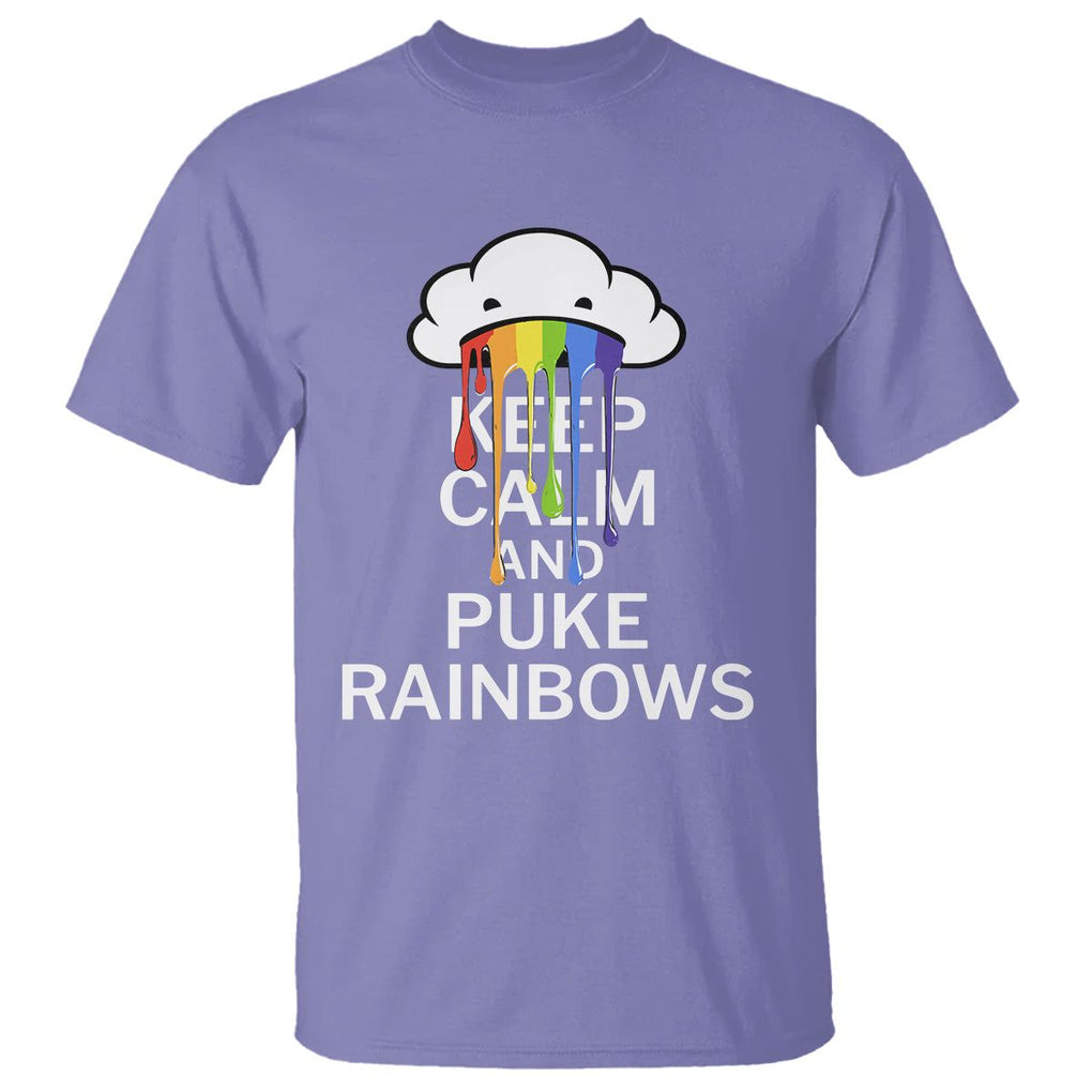 Funny LGBT Pride T Shirt Keep Calm And Puke Rainbow TS09 Violet Print Your Wear