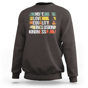 Harris Madam President 2024 Sweatshirt Peace Love Equality Hope Diversity Kamala Support TS09 Dark Chocolate Print Your Wear