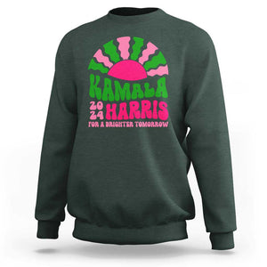 Harris Supporter Sweatshirt Kamala For A Brighter Tomorrow Retro Boho Aesthetic TS09 Dark Forest Green Print Your Wear