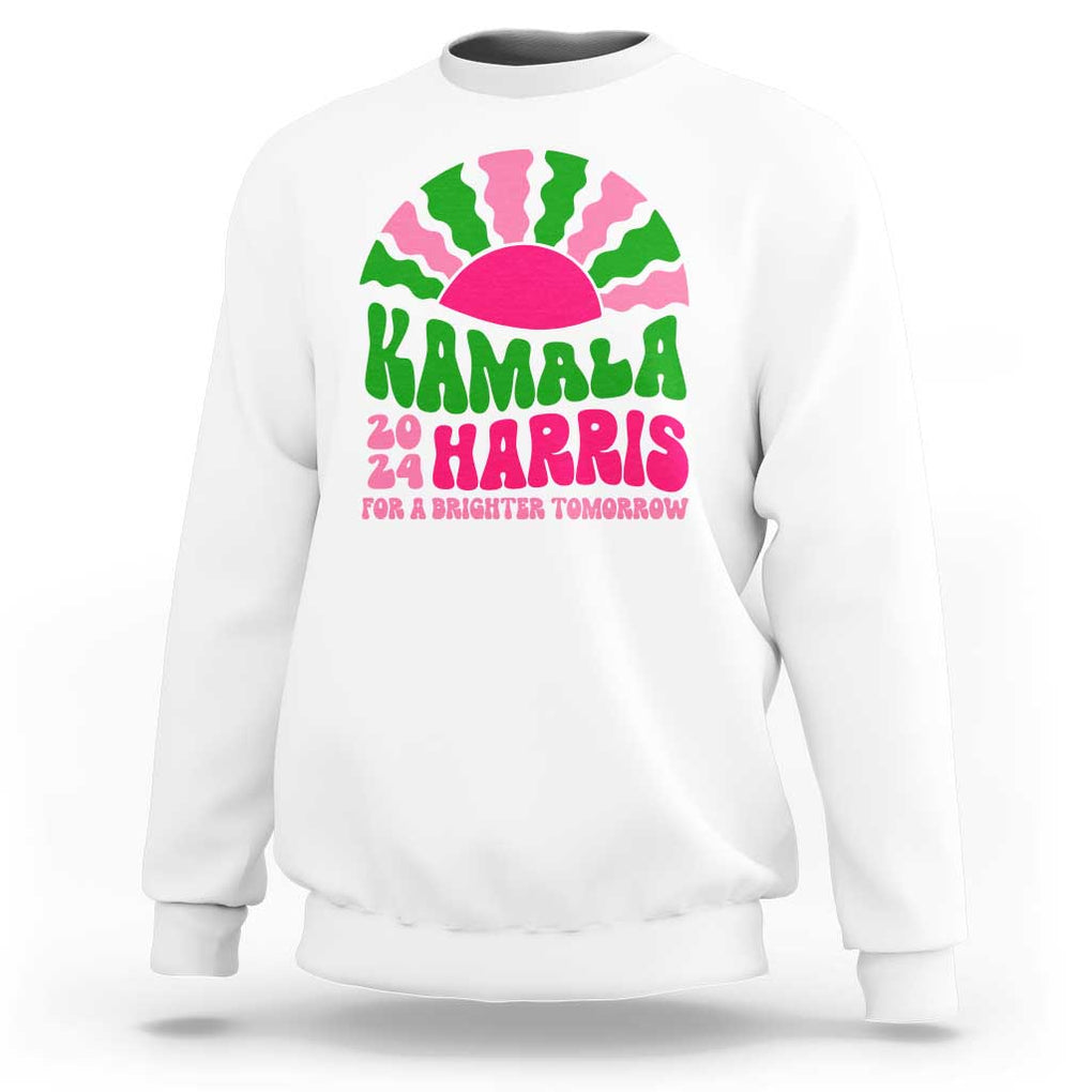 Harris Supporter Sweatshirt Kamala For A Brighter Tomorrow Retro Boho Aesthetic TS09 White Print Your Wear