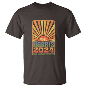 Vote Harris 2024 T Shirt Kamala For A Brighter Tomorrow Retro Boho Aesthetic TS09 Dark Chocolate Print Your Wear