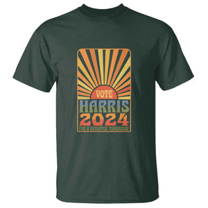 Vote Harris 2024 T Shirt Kamala For A Brighter Tomorrow Retro Boho Aesthetic TS09 Dark Forest Green Print Your Wear