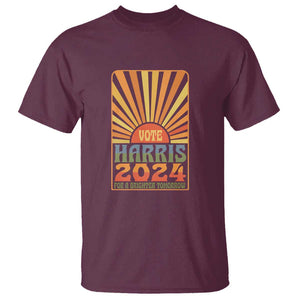 Vote Harris 2024 T Shirt Kamala For A Brighter Tomorrow Retro Boho Aesthetic TS09 Maroon Print Your Wear