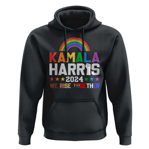 Harris Supporter Hoodie Kamala We Rise Together LGBTQ Rights Rainbow TS09 Black Print Your Wear