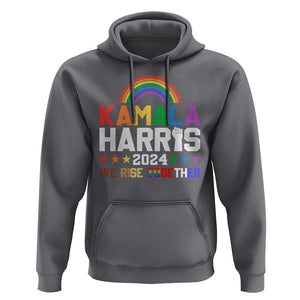 Harris Supporter Hoodie Kamala We Rise Together LGBTQ Rights Rainbow TS09 Charcoal Print Your Wear