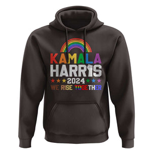 Harris Supporter Hoodie Kamala We Rise Together LGBTQ Rights Rainbow TS09 Dark Chocolate Print Your Wear