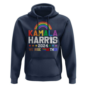 Harris Supporter Hoodie Kamala We Rise Together LGBTQ Rights Rainbow TS09 Navy Print Your Wear