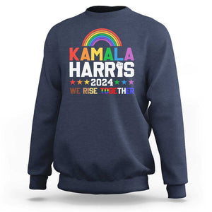 Harris Supporter Sweatshirt Kamala We Rise Together LGBTQ Rights Rainbow TS09 Navy Print Your Wear