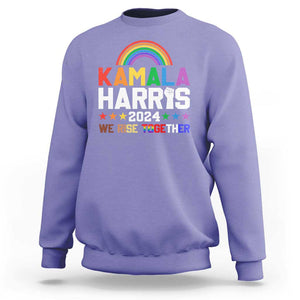 Harris Supporter Sweatshirt Kamala We Rise Together LGBTQ Rights Rainbow TS09 Violet Print Your Wear