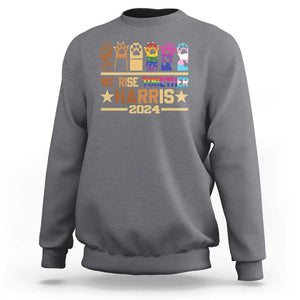 Harris Supporter Sweatshirt Kamala We Rise Together Cat Ladies LGBTQ Rainbow TS09 Charcoal Print Your Wear