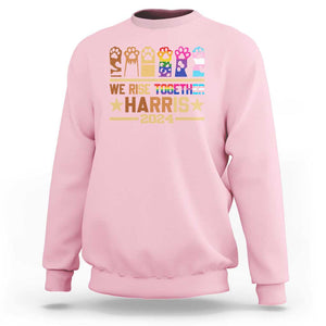 Harris Supporter Sweatshirt Kamala We Rise Together Cat Ladies LGBTQ Rainbow TS09 Light Pink Print Your Wear