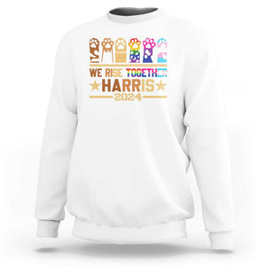 Harris Supporter Sweatshirt Kamala We Rise Together Cat Ladies LGBTQ Rainbow TS09 White Print Your Wear