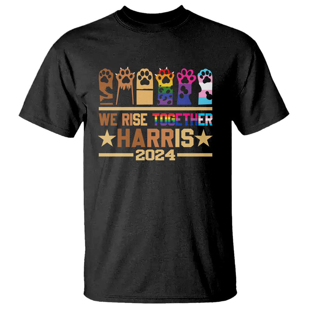 Harris Supporter T Shirt Kamala We Rise Together Cat Ladies LGBTQ Rainbow TS09 Black Print Your Wear