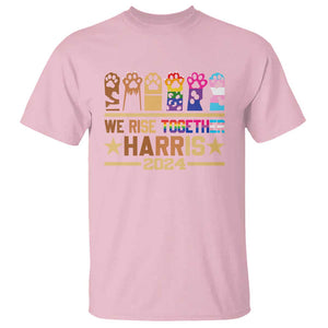 Harris Supporter T Shirt Kamala We Rise Together Cat Ladies LGBTQ Rainbow TS09 Light Pink Print Your Wear