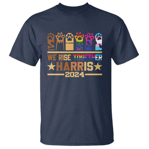 Harris Supporter T Shirt Kamala We Rise Together Cat Ladies LGBTQ Rainbow TS09 Navy Print Your Wear