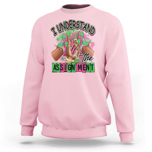 Harris Supporter Sweatshirt I Understand The Assignment Kamala Chucks And Pearls TS09 Light Pink Print Your Wear