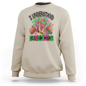 Harris Supporter Sweatshirt I Understand The Assignment Kamala Chucks And Pearls TS09 Sand Print Your Wear