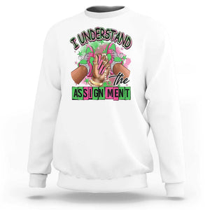 Harris Supporter Sweatshirt I Understand The Assignment Kamala Chucks And Pearls TS09 White Print Your Wear